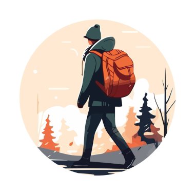 Ormanda yürüyüş yapan gezgin, izole edilmiş doğa ikonunun tadını çıkarıyor.