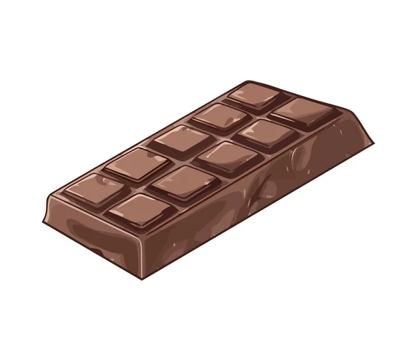 Barra Chocolate Escuro Ícone Fatias Doces Isolado — Vetor de Stock