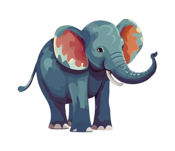 Elefante Dibujos Animados Adorable Camina Con Icono Felicidad Aislado — Vector de stock