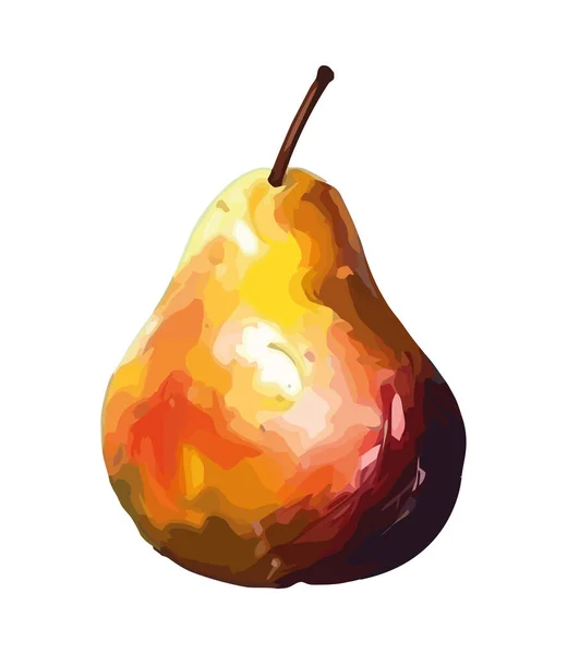 Saftiga Frukt Päron Gul Akvarell Färg Ikon Isolerad — Stock vektor