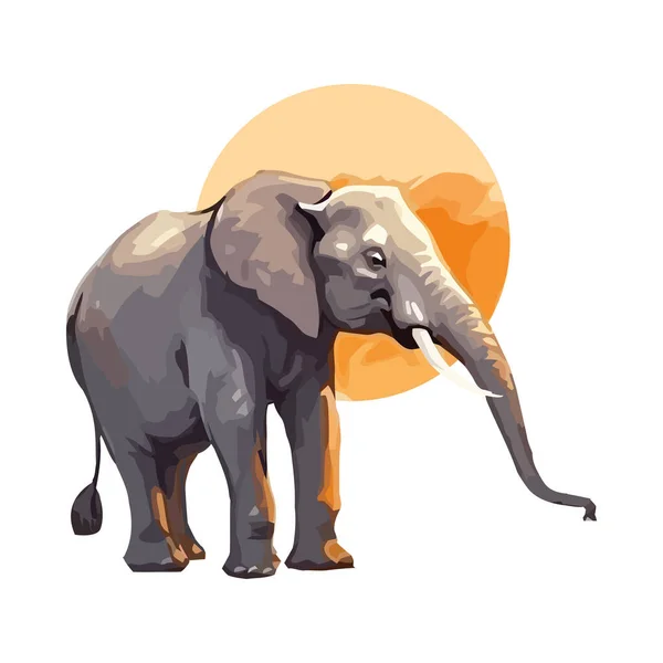 Gran Elefante Africano Caminando Icono Aislado — Vector de stock