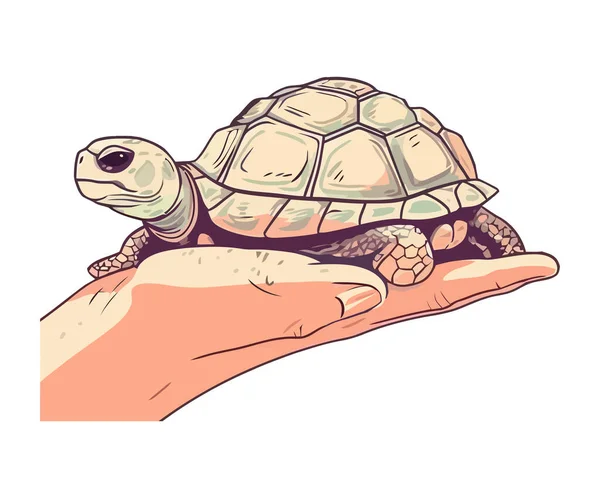 Langsam Und Beständig Kriecht Die Niedliche Schildkröte Isoliert — Stockvektor
