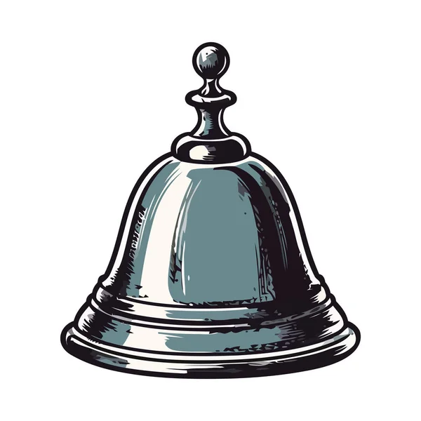 Metallic Handbell Ringing Symbol Hotel Service Icon Isolated — Stock Vector