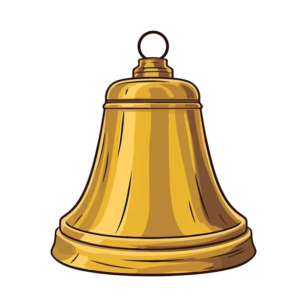 Golden Handbell Ringing Ornate Celebration Icon Isolated — Stock Vector