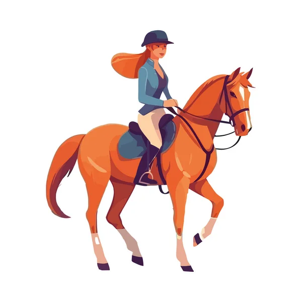 Woman Stallion Equestrian Competition Icon Isolated — Stock Vector