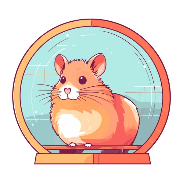 Bonito Hamster Sentado Ícone Alegre Isolado — Vetor de Stock