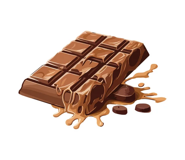 Barra Chocolate Derretendo Ícone Lanche Doce Isolado —  Vetores de Stock