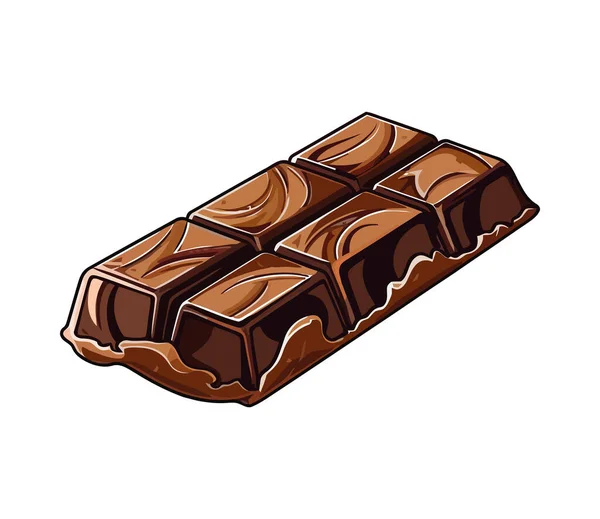 Dunkle Schokoladenscheibe Isoliert Auf Weißem Hintergrund — Stockvektor