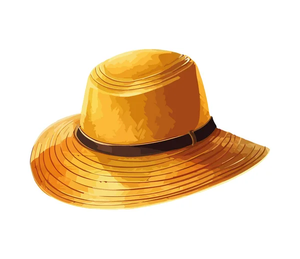 Sarı Fötr Şapka Yaz Cazibe Ikonunun Izole Edilmiş Bir Sembolü — Stok Vektör