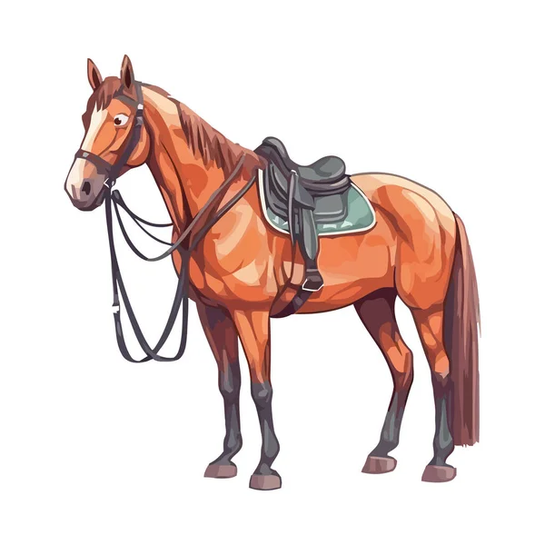 Saddled Horse Pulled Icon Isolated — Stock Vector