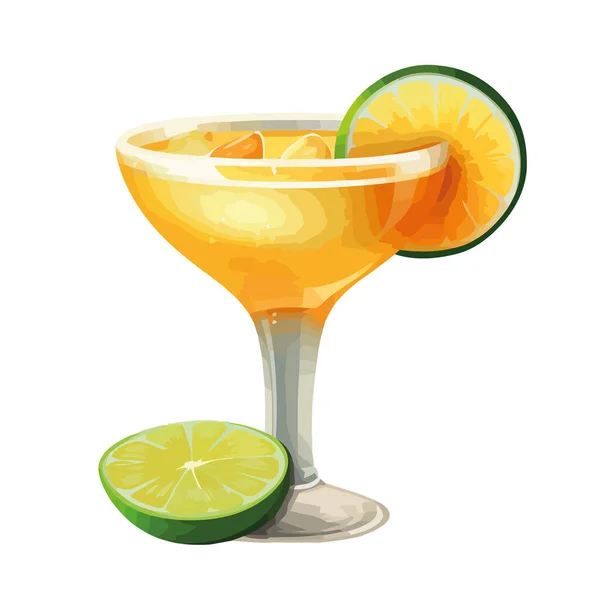 Juicy Citrus Cocktail Lime Lemon Slice Icon Isolated — Stock Vector