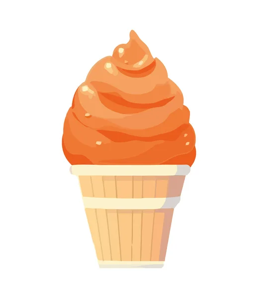Whipped Cream Ice Cream Cone Icon Isolated — Stock Vector