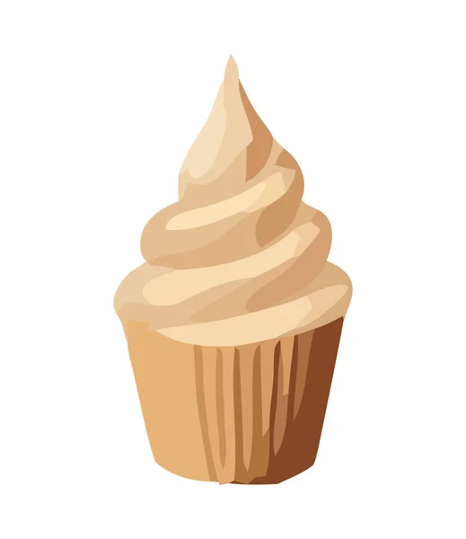 Niedliche Karikatur Cupcake Süßes Dessert Symbol Isoliert — Stockvektor