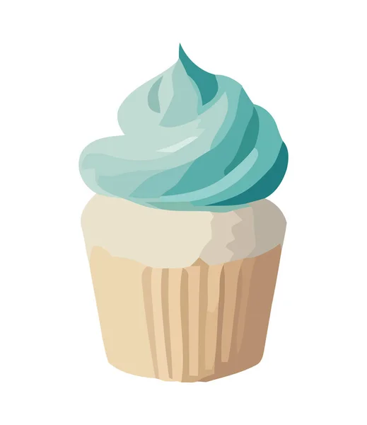 Süßer Cupcake Mit Sahnehäubchen — Stockvektor