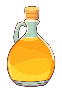 Şeffaf cam şişe ikonunda bulunan organik zeytin yağı izole edilmiş.