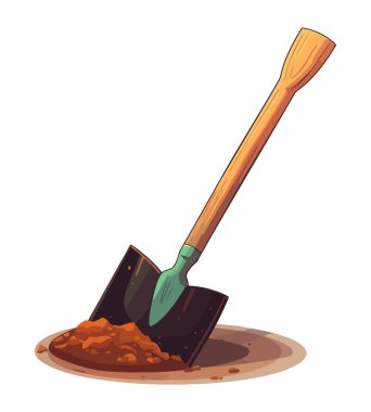 Metal kürek araç simgesi ile toprağı kazmak izole