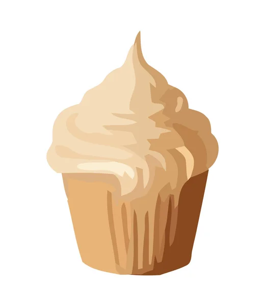 Schlagsahne Auf Cupcake Erfreuen Ikone Isoliert — Stockvektor