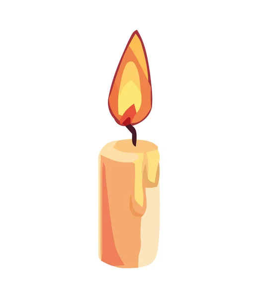 Светящаяся Свеча Зажигается Духовном Праздновании Икона Изолированы — стоковый вектор