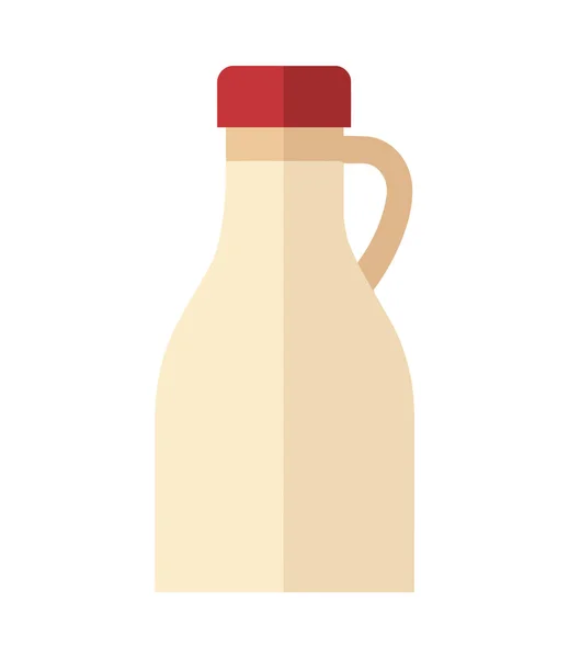 Świeże Mleko Organiczne Ikonie Szklanej Butelki Izolowane — Wektor stockowy
