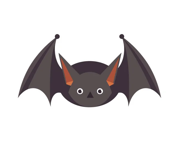 Noite Halloween Assustador Bonito Morcego Voando Ícone Isolado —  Vetores de Stock