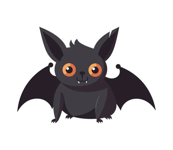 Flying Bat Cartoon Schattig Griezelig Halloween Pictogram Geïsoleerd — Stockvector