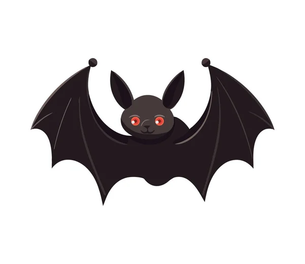 Spooky Bat Flying Dark Night Icon Isolated — Stock Vector