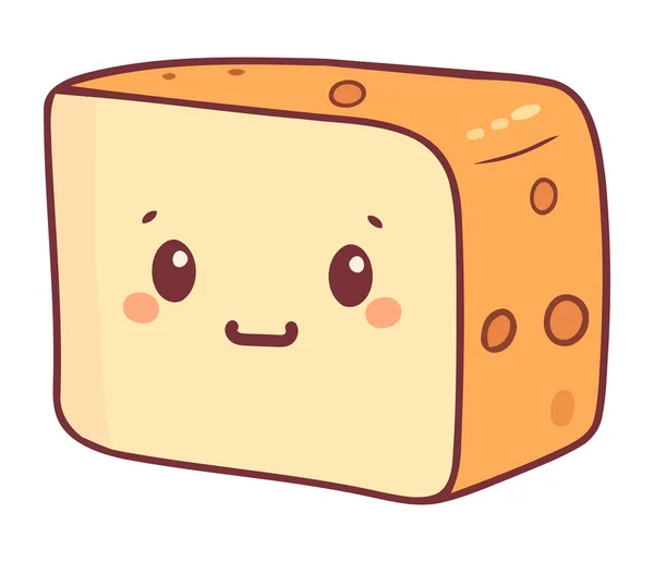 Χαρούμενη Μασκότ Απολαμβάνει Γκουρμέ Τυρί Εικονίδιο Απομονωμένο — Διανυσματικό Αρχείο