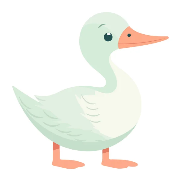 Cute Cartoon Duck Cheerful Icon Isolated — Stock Vector