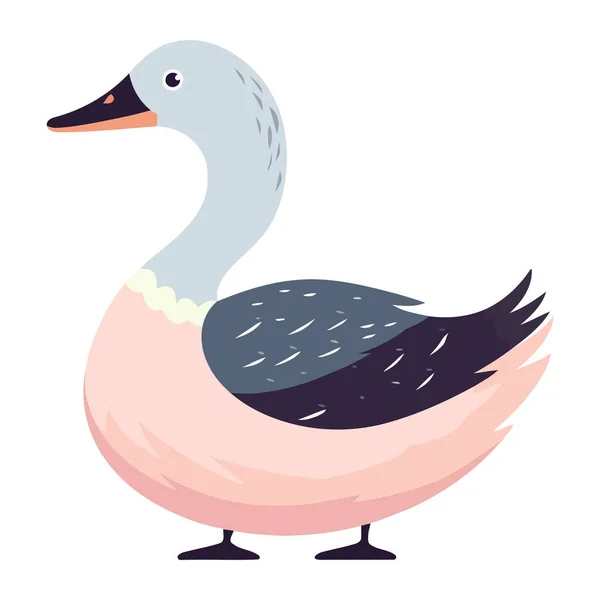 可爱的卡通小鸭与羽毛喙图标隔离 — 图库矢量图片