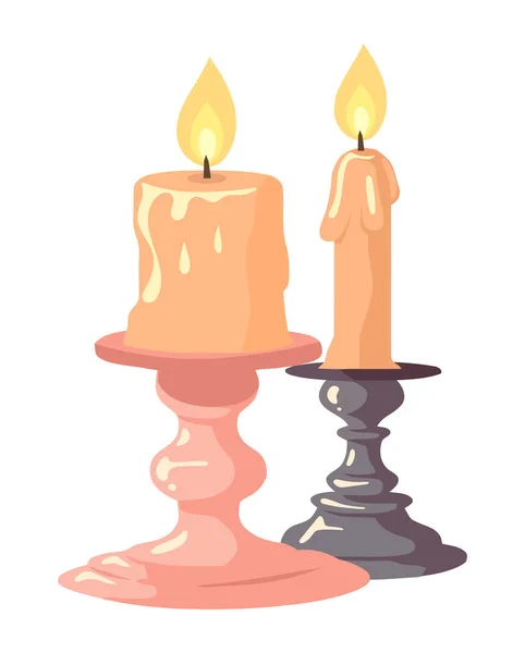 Kerzenflamme Symbolisiert Spiritualität Und Ikone Der Religion — Stockvektor