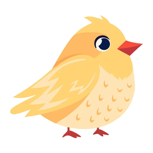 Alegre Pájaro Con Pico Mirando Lindo Amarillo Icono Aislado — Vector de stock