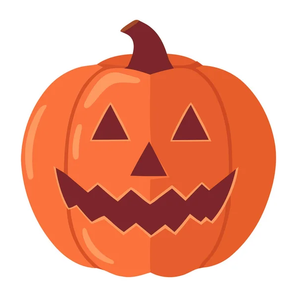 Spooky Citrouille Halloween Icône Nuit Isolé — Image vectorielle