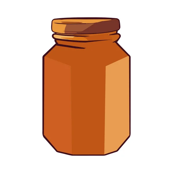 Biologische Honing Pot Met Deksel Label Icoon Geïsoleerd — Stockvector