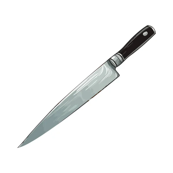 Ostrý Ocelový Nůž Rukojeť Izolované Ikony Kovové Zbraně — Stockový vektor