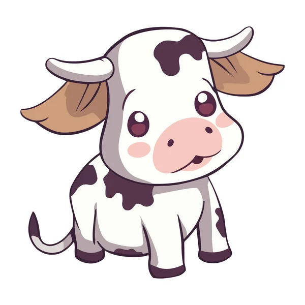 Mascotte Vache Mignonne Debout Icône Isolé — Image vectorielle
