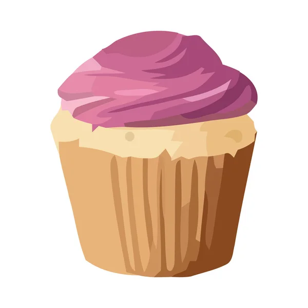 Söt Cupcake Bakad Med Kärlek För Fest Ikon Isolerad — Stock vektor