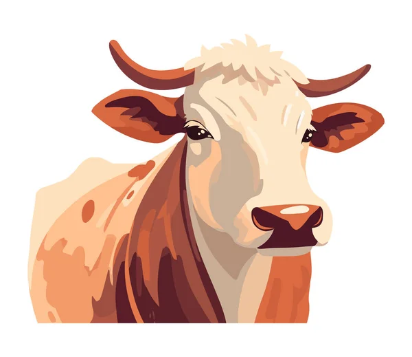 Cute Krowa Głowa Zwierzę Ikona Izolowane — Wektor stockowy