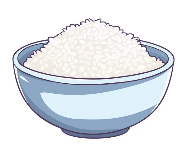 Healthy Steamed Basmati Rice Bowl Icon Isolated — Stock Vector