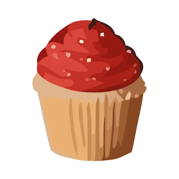 Cupcake Gastronomique Avec Icône Décoration Crème Isolé — Image vectorielle
