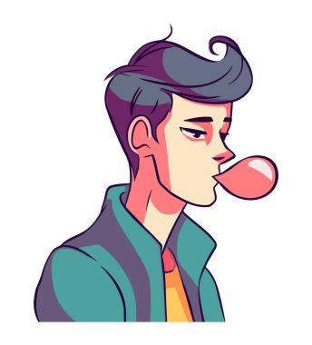 Sakız ikonu olan genç adam izole edilmiş.