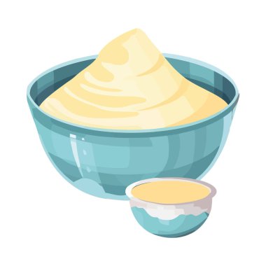 Mavi çömlek ikonunda gurme yemeği izole edildi