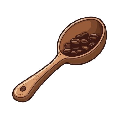Taze kahve çekirdeği ikonu izole edilmiş ahşap kaşık ikonu