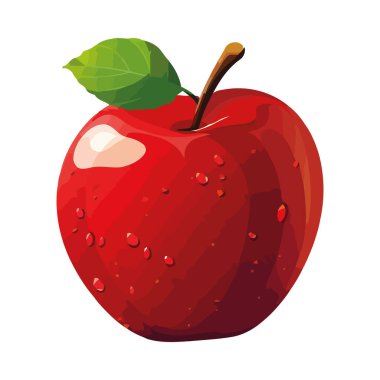 Sulu elma damlası tazeliği ve izole edilmiş sağlık ikonunu simgeler.