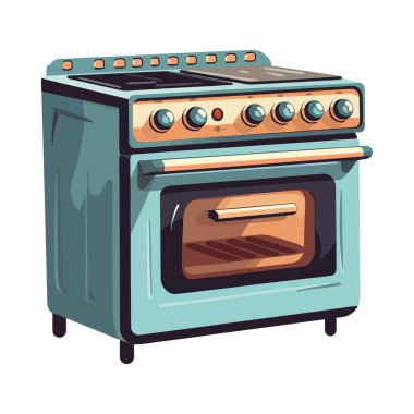 Modern mutfak ekipmanları soba ve fırın ikonu izole edildi