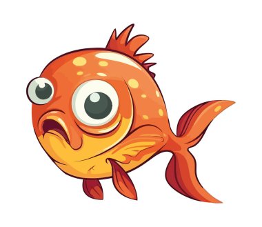 Tatlı karikatür balığı komik hayvan ikonu izole edilmiş.