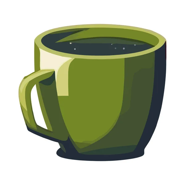 Grüner Kaffeebecher Keramik Ikone Isoliert — Stockvektor