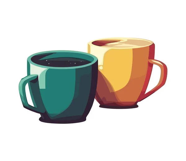Hot Coffee Yellow Mug Hand Drawn Sketch Icon Isolated — Stock Vector
