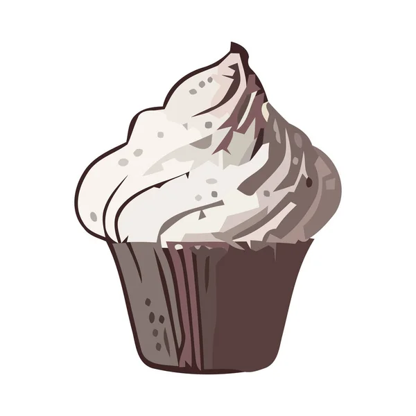 Süße Gebackene Muffin Niedlichen Cartoon Design Ikone Isoliert — Stockvektor