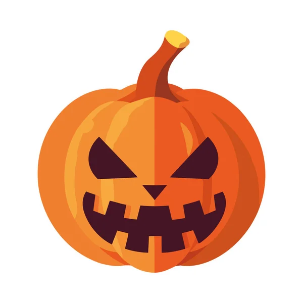 Souriant Citrouille Fantôme Halloween Célébration Icône Isolé — Image vectorielle