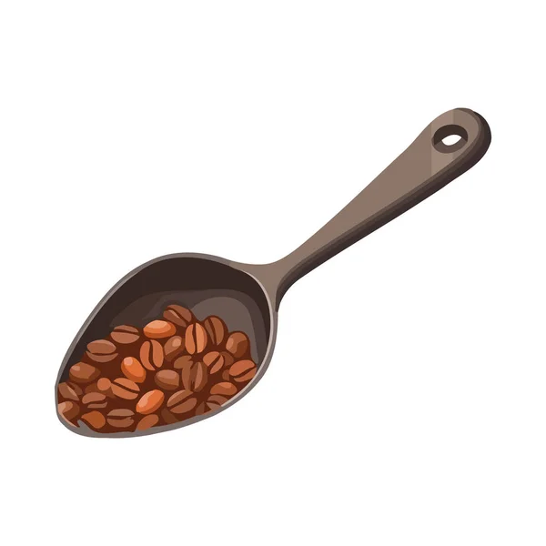 勺子有机咖啡豆图标分离 — 图库矢量图片